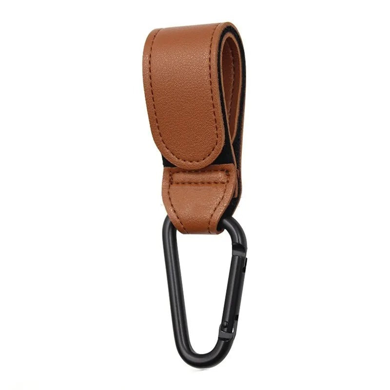 Leather stoller strap and clip